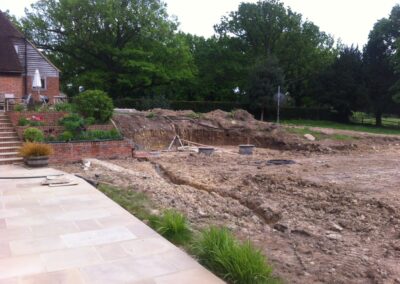 Hard landscaping in progress by Abbey Garden Design, Sussex