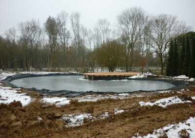 Water landscaping in progress by Abbey Garden Design, Sussex