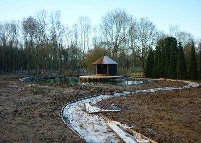 Water landscaping in progress by Abbey Garden Design, Sussex