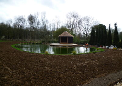 Water landscaping in progress by Abbey Garden Design, Sussex