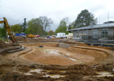 Water landscaping in progress by Abbey Garden Design, Sussex