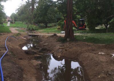 Water landscaping in progress by Abbey Garden Design, Sussex